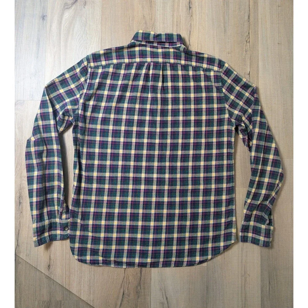J. Crew Flannel Shirt Size L Plaid Brushed Twill Slim Fit Preppy Classic